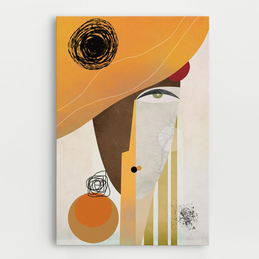ARTHUB Leinwandbild 70x100 cm, Abstract Orange Face | Wohnzimmerdekoration, Hängende Bilder, Wanddekoration, Heimdekoration, Abstrakte, Abstrakt...
