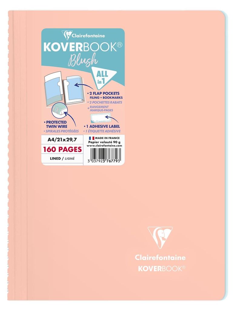 Clairefontaine Spiralblock lin KB Blush A4 kor