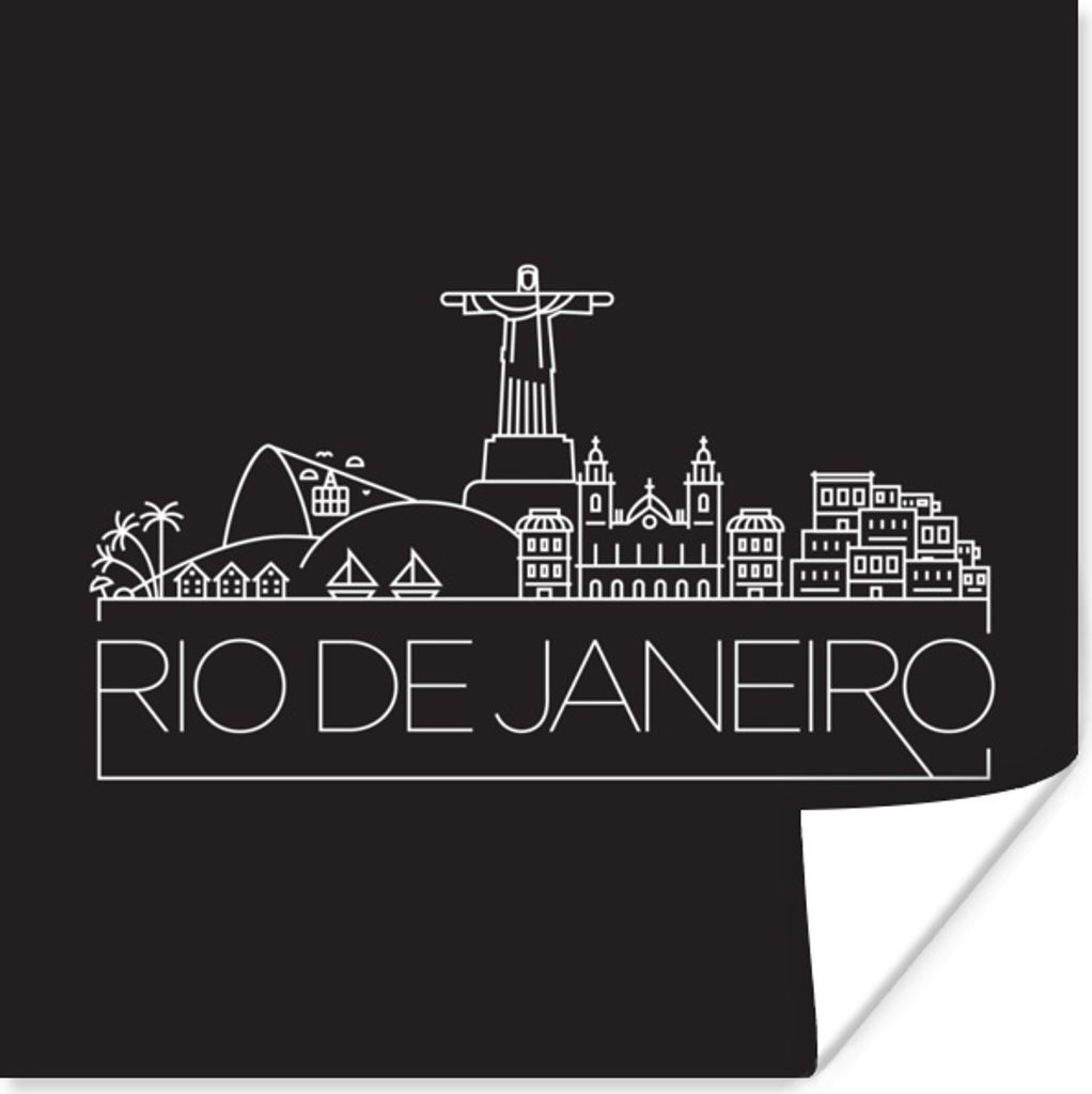 MuchoWow Poster Stadtbild ''Rio de Janeiro'' auf schwarzem Hintergrund 75x75 cm - Wand Dekoration