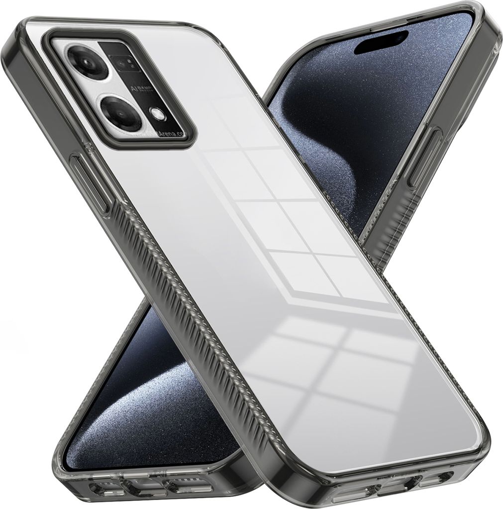 Hülle für Oppo Reno7 4G Rutschfest Kristallklare Stoßfeste TPU Bumper Handyhülle Schwarz