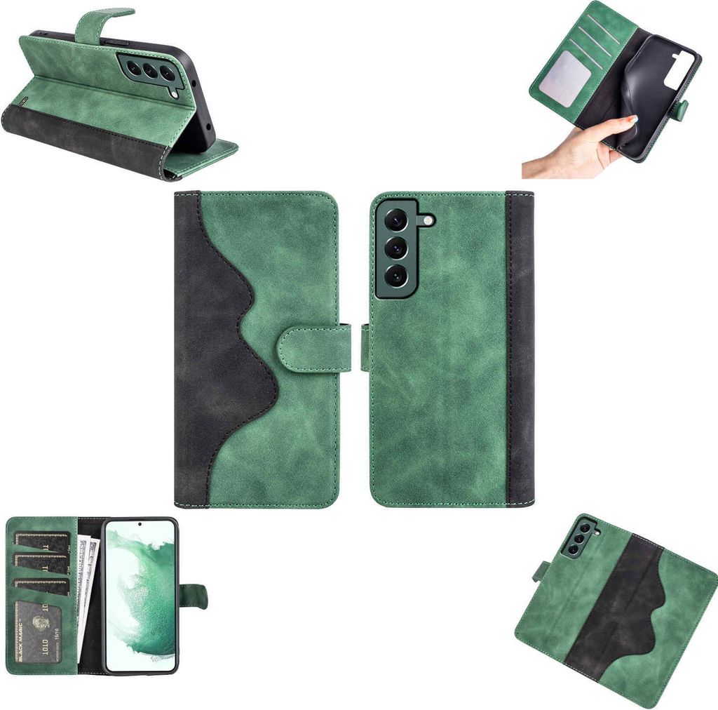 Für Samsung Galaxy S23 Plus Design Handy Tasche Grün Etuis Kunst-Leder Hülle Cover