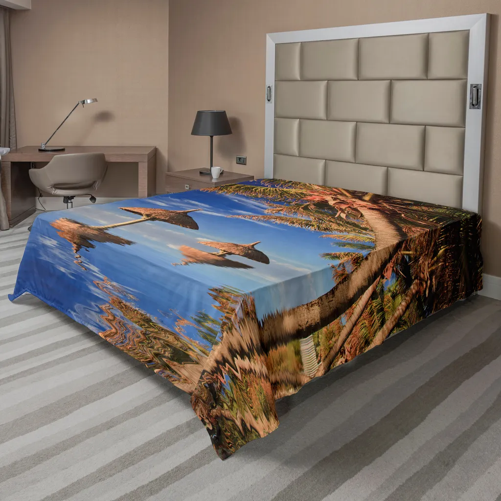 Drap de Lit Supérieur 244 x 205 cm - Thème Plage Tropicale Paradis
