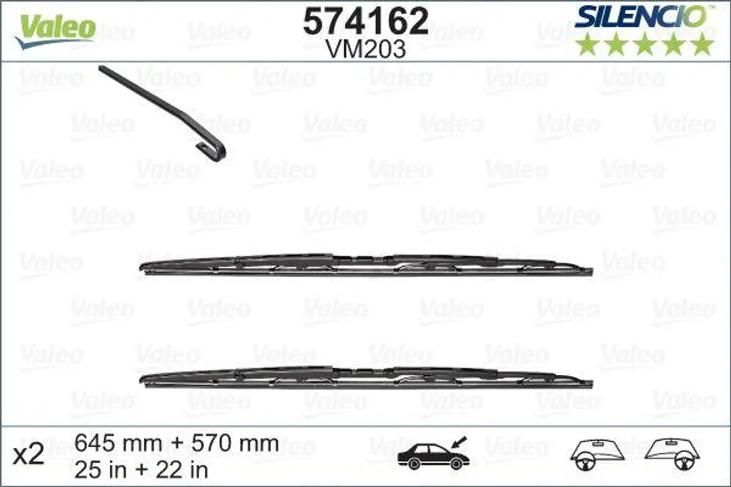 Valeo 574162 Balai d'essuie-glace OE 61619070579 pour BMW Série 5 E39