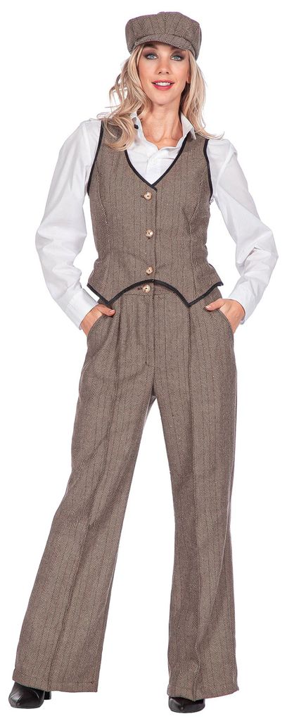 20er Jahre Outfit 3-teilig braun Damen 46
