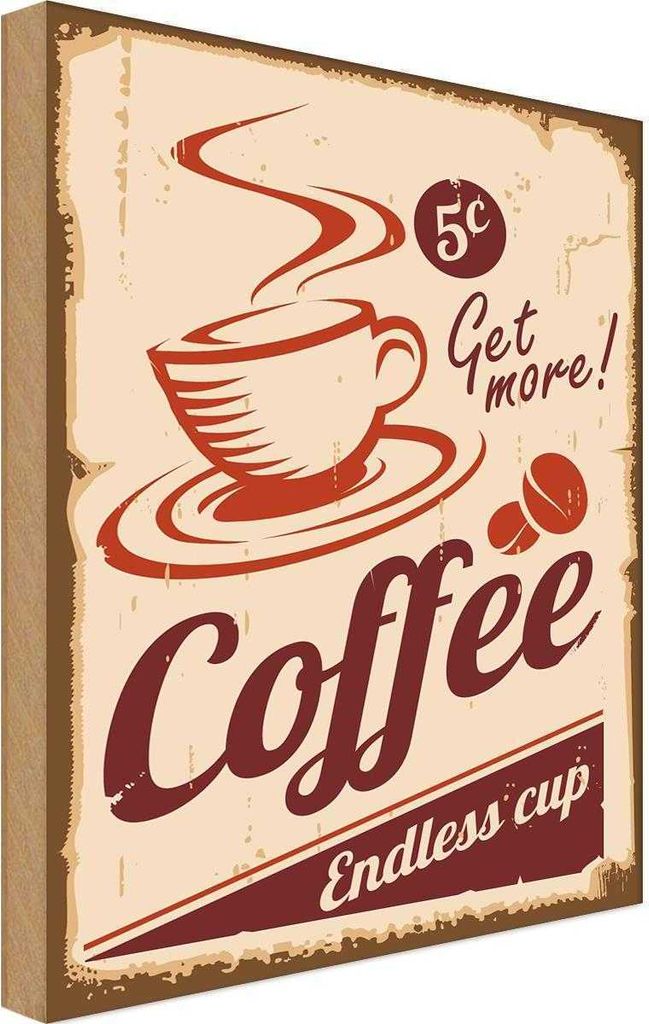vianmo Holzschild 40x30 cm Coffee Endless cup Kaffee Essen Trinken