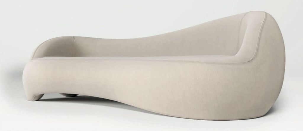 Casa Padrino Luxus Samt Sofa Creme 280 x 105 x H. 68 cm - Wohnzimmer Sofa - Hotel Sofa - Wohnzimmer Möbel - Hotel Möbel - Luxus Möbel