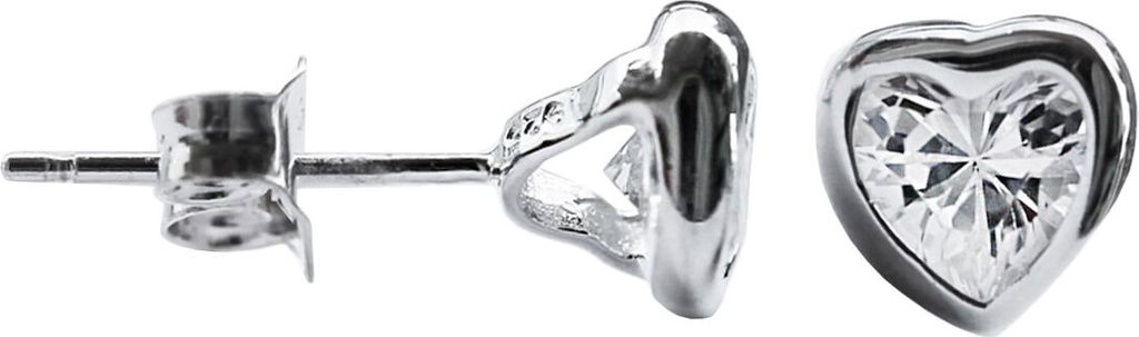 Ohrstecker 925 Sterling Silber mit weißem Zirkonia in Herzform