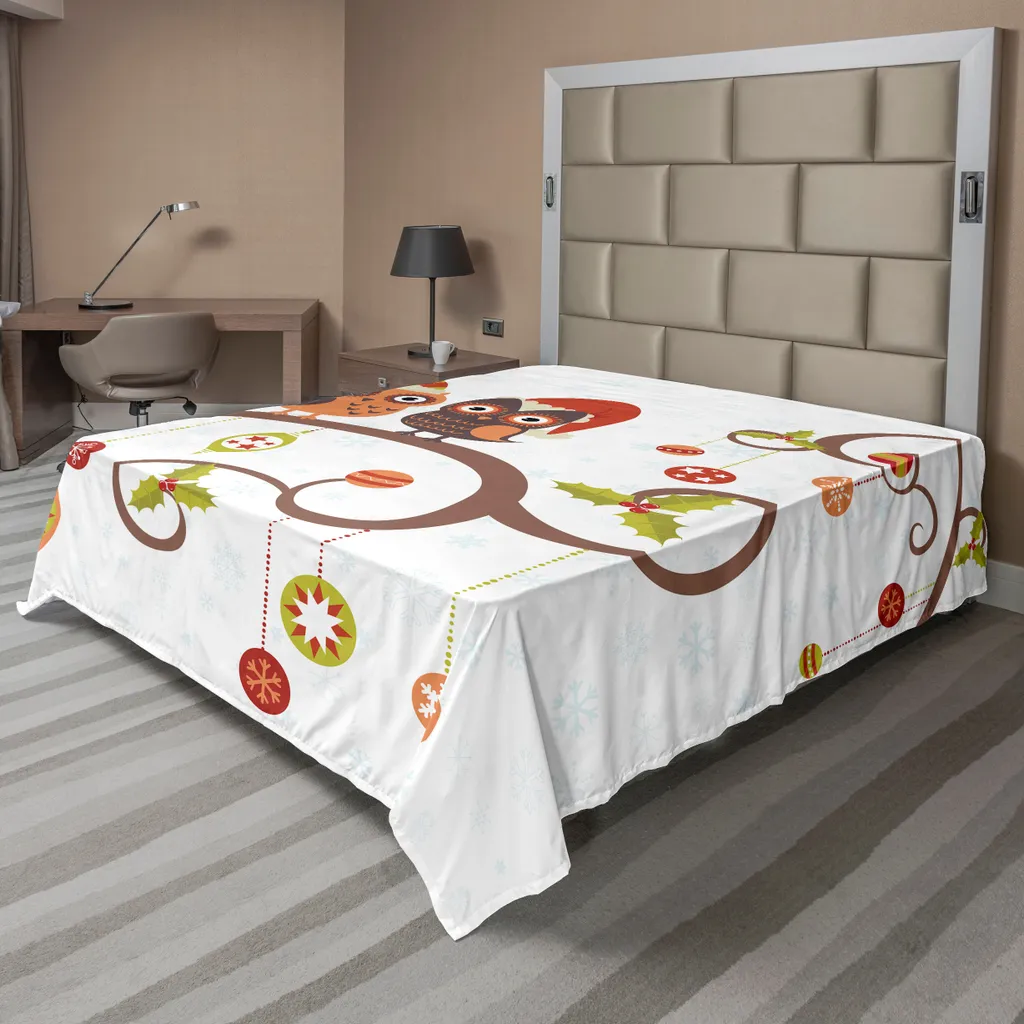 Drap plat de Noël 266x260 cm antistatique et doux motif hiboux