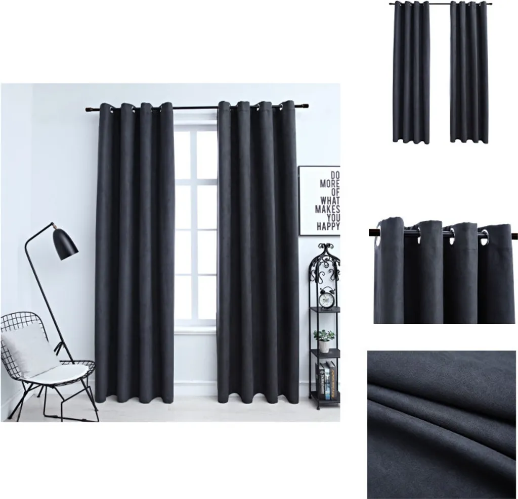 vidaXL Rideaux occultants anthracite 140x225 cm avec œillets 2 pièces
