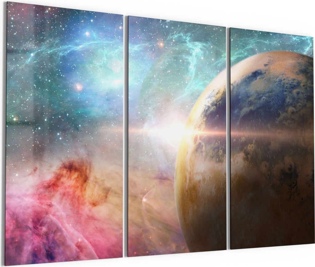 DEQORI Glasbild Echtglas 3x50x100 cm 'Farbige Galaxie' Produktbild 