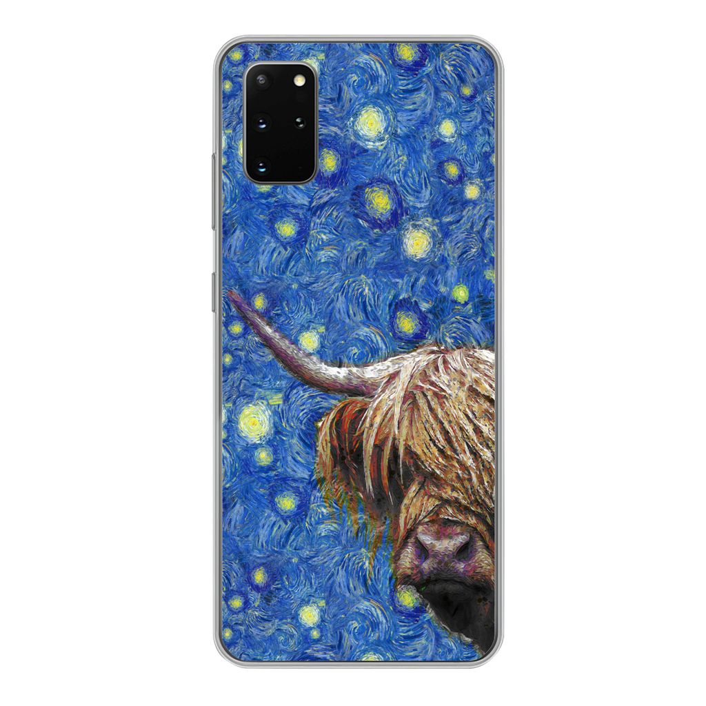 MuchoWow Handyhülle Schutzhülle Hülle für Samsung Galaxy S20 Plus Sternennacht - Van Gogh - Schottischer Highlander Silikon Softcase Handy H...