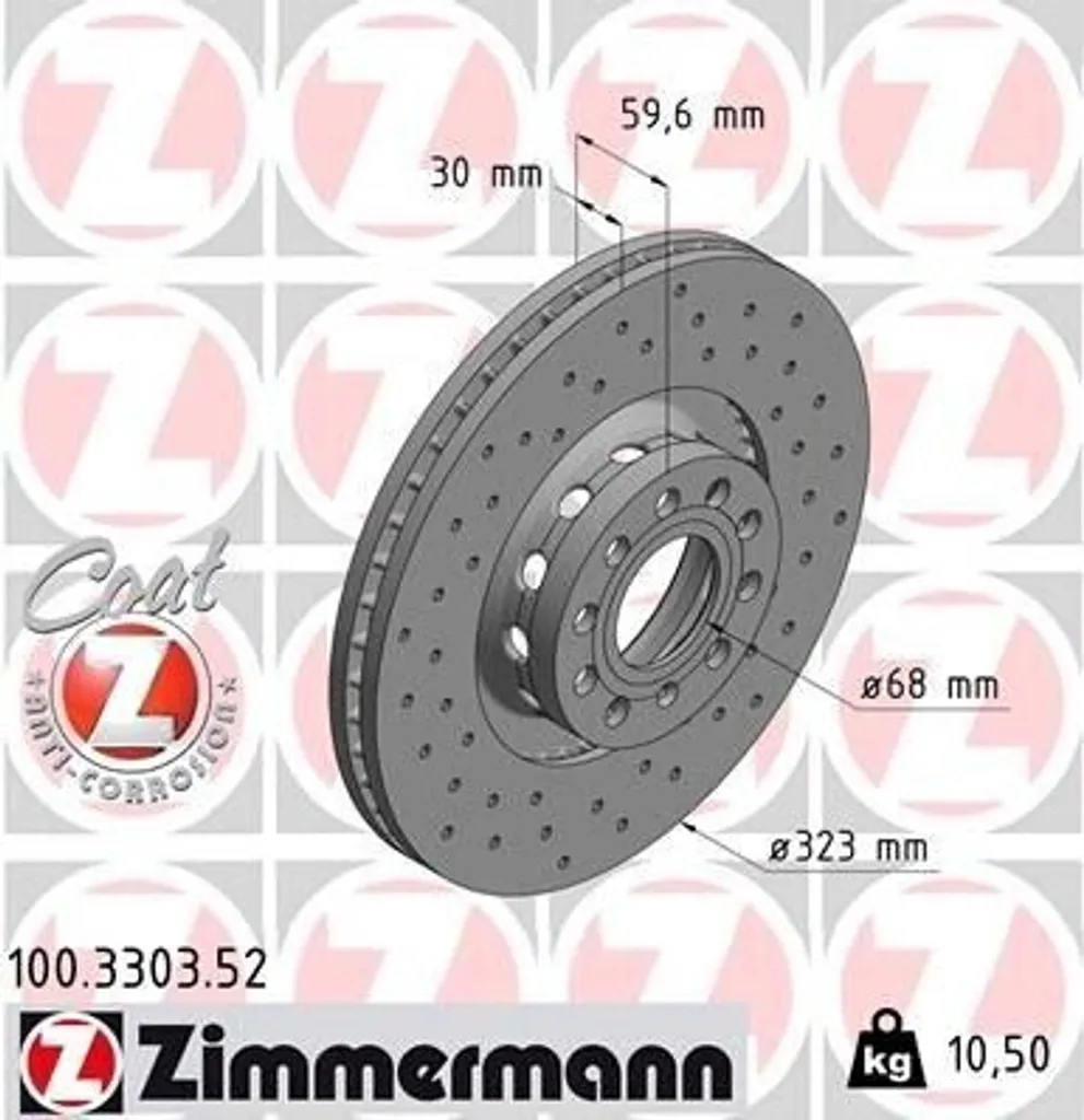 Stop vibrations : Disque de frein Zimmermann 100.3303.52 Audi A8