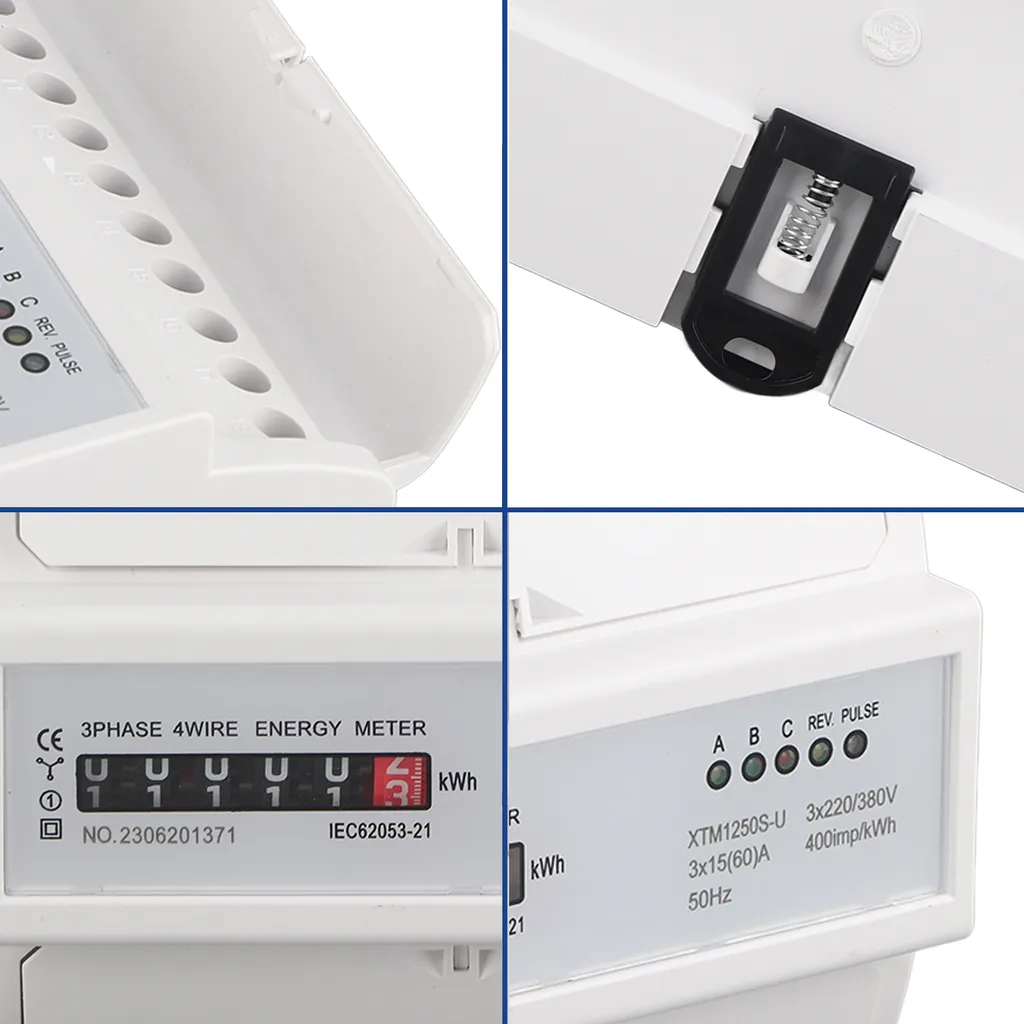 Compteur d'énergie Din Rail triphasé électronique pour tableau 400V - 4