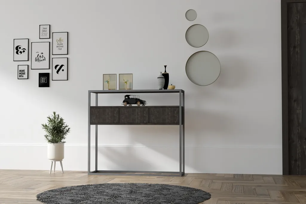 Consolle Skye Decor Guarda Antracite 100cm - Mobile Ingresso Elegante