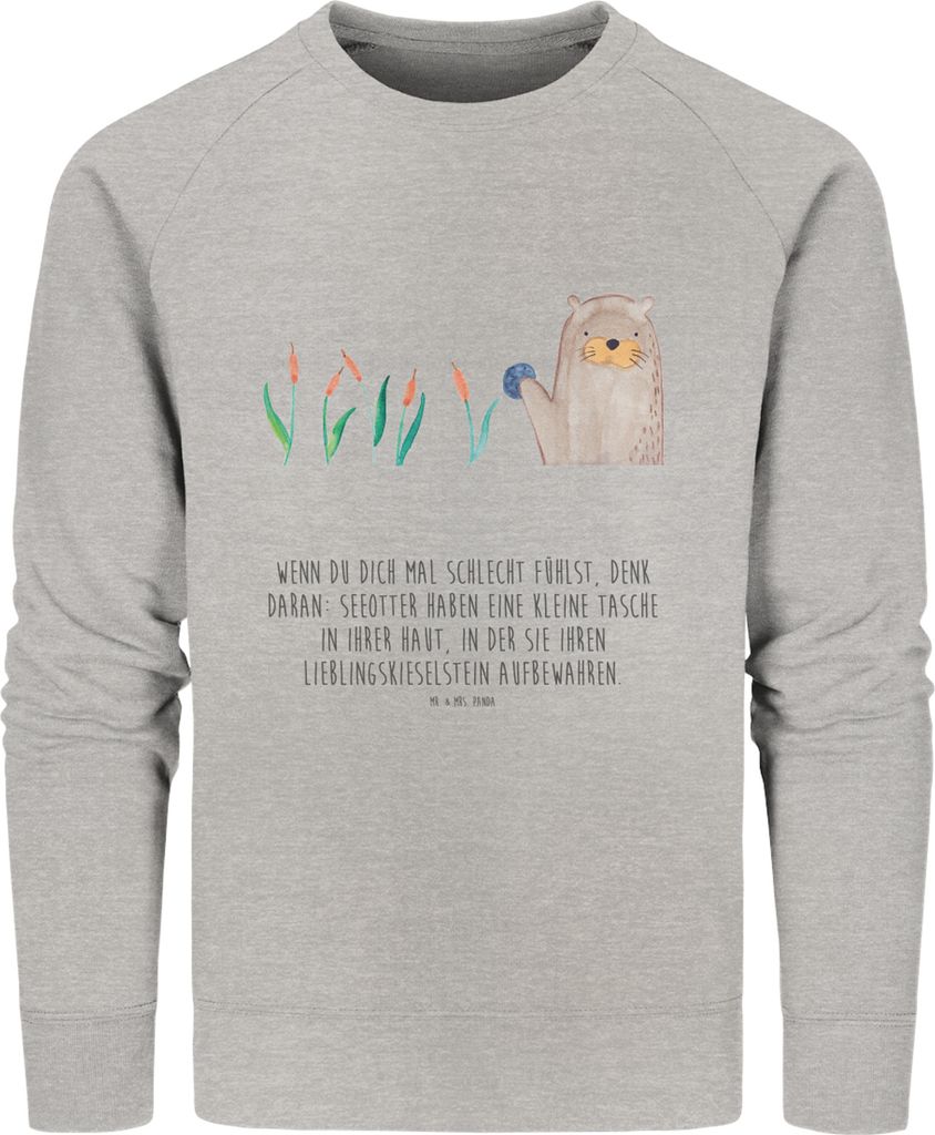 Mr. & Mrs. Panda Bio Pullover Otter Stein Größe S - Heather Grey - Geschenk, Seeotter, Baumwoll, Pflanzen, Witzige Fakten, Sweater, Sweatshirt, P...