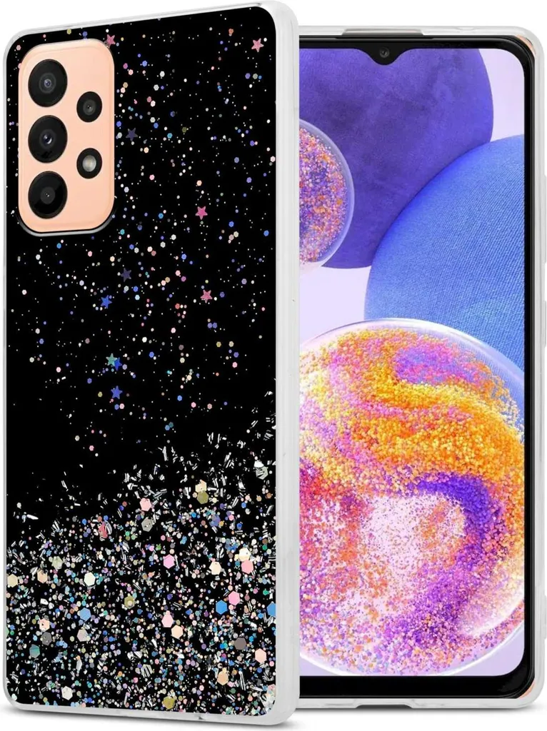 Custodia Cadorabo per Samsung Galaxy A23 4G / 5G in nero con glitter Custodia protettiva in silicone TPU flessibile con glitter scintillanti Custodia Cover Etui per cellulare