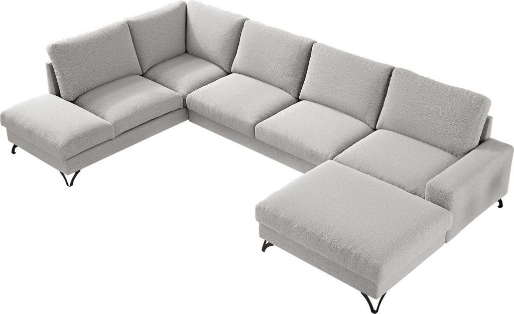 MIRJAN24 Ecksofa Flavio U, Stilvoll Polsterecke mit zwei Bettkasten, Wohnlandschaft, U-Form Schlafsofa (Seite: Rechts - L3F+L2F+R1F, Farbe: Verita 80)