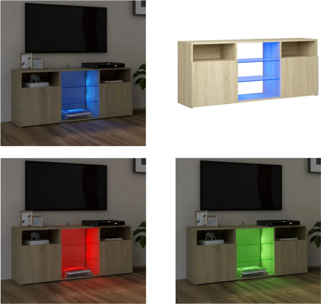 vidaXL Mobile TV con luci LED Sonoma rovere 120x30x50 cm - Mobile TV - Mobile TV - Mobile TV con LED - Mobili TV - 1