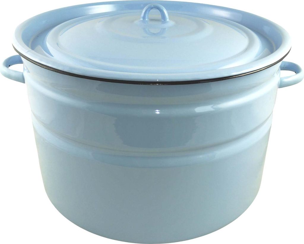 XXL Emaille 32 Liter Behälter mit Deckel hellblau Retro Nostalgie Geschirr light blue perfekt zum einlegen