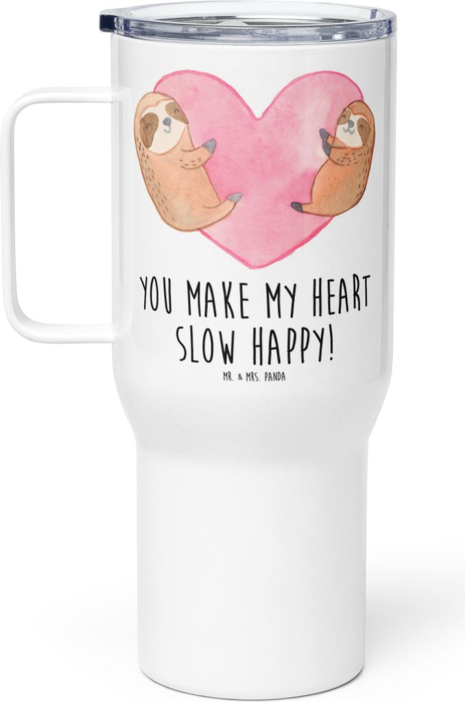 Mr. & Mrs. Panda Teetasse Faultiere Herz - Weiß - Geschenk, Produktbild 