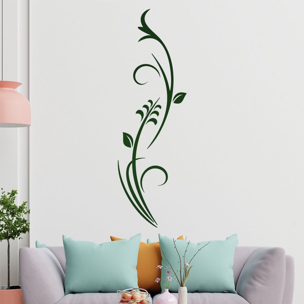 Pflanze - Ornamente - Natur Wandtattoo in 6 Größen - Wandaufkleber Wall Sticker - Dekoration, Küche, Wohnzimmer, Schlafzimmer, Badezimmer