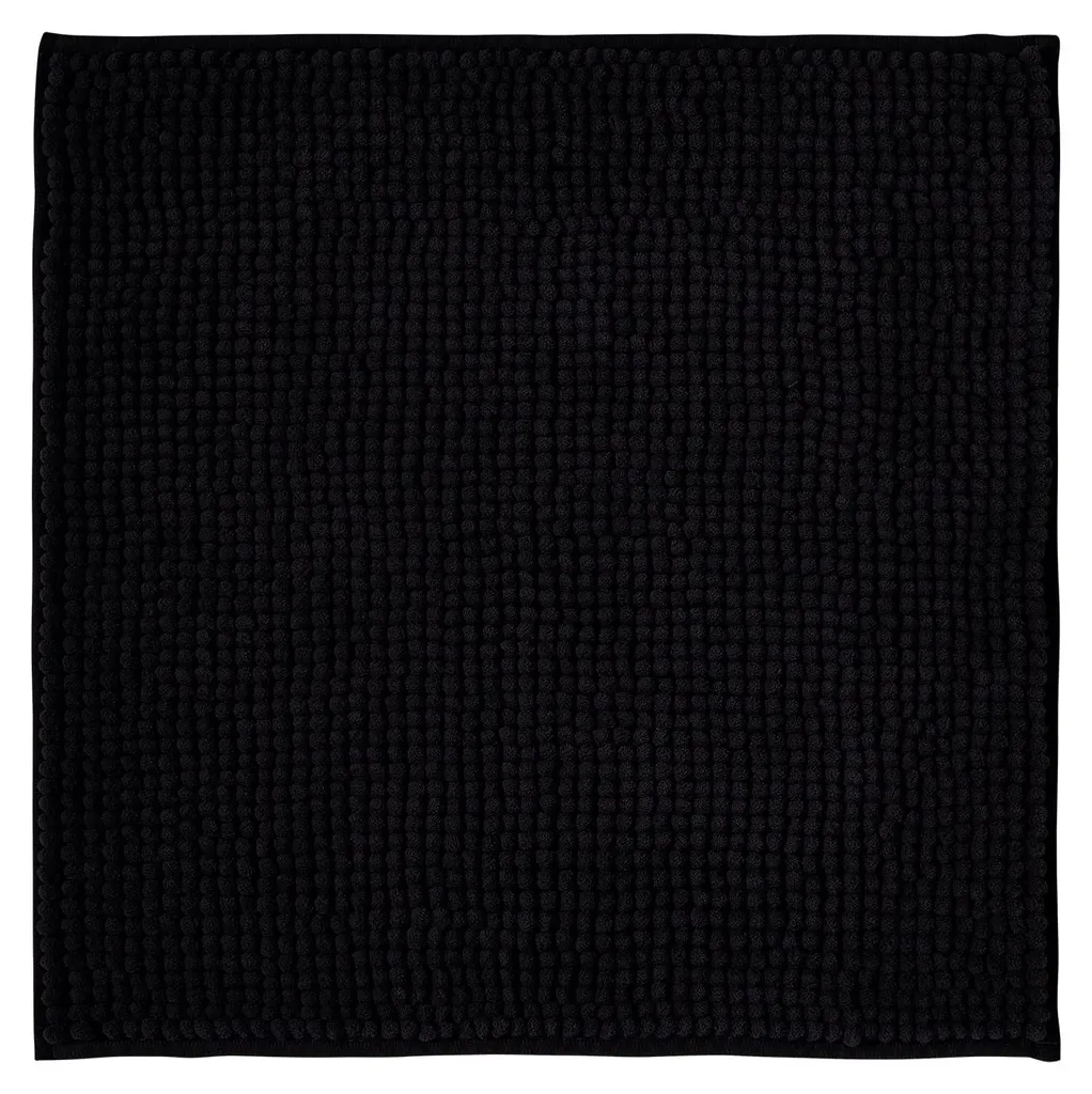 Tapis de bain chenille noir 45x45 lavable - Antidérapant et absorbant