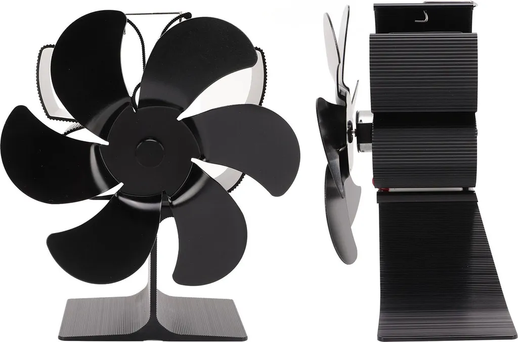 Ventilateur de poêle écologique 6 pales haute température noir mat