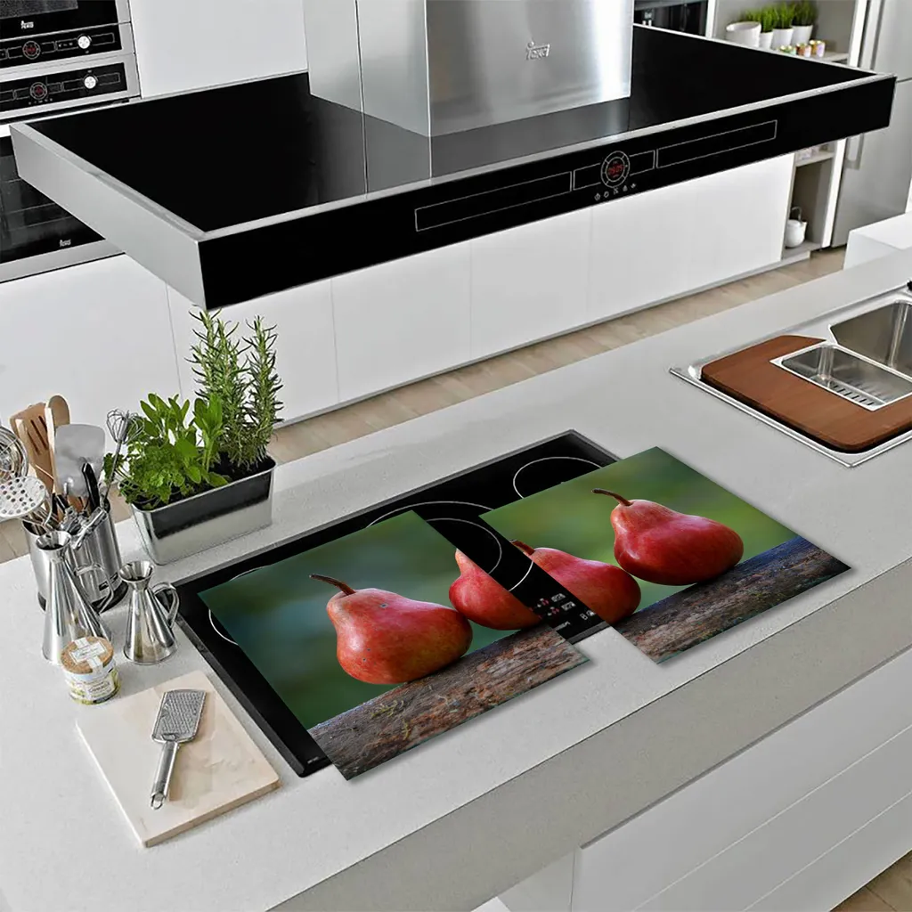 Lastre Protezione Piano Cottura Vetro Temperato 2x 40x52 Frutta HD - 12