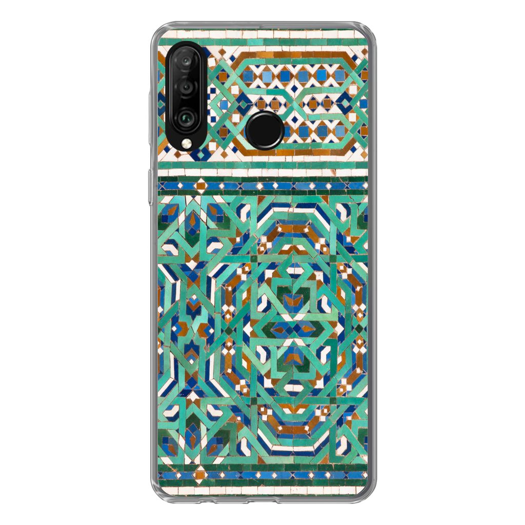 MuchoWow Handyhülle Schutzhülle Hülle für Huawei P30 Lite Eine traditionelle marokkanische Mosaikdekoration Silikon Softcase Handy Hülle - H...
