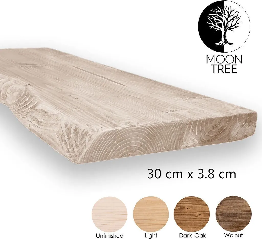 Étagère Murale Salon en Bois Massif 100cm, Rangement Mural Style Naturel