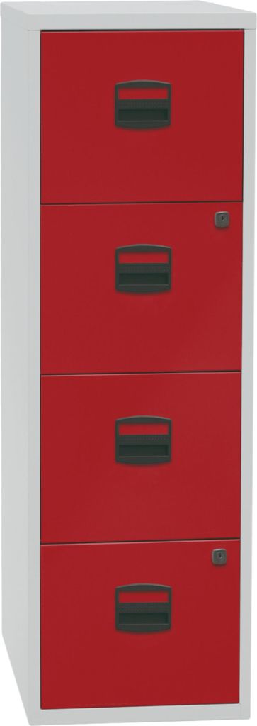 Bisley Home Hängeregistratur Schrank Home Office - Farbe: Lichtgrau/Kardinalrot