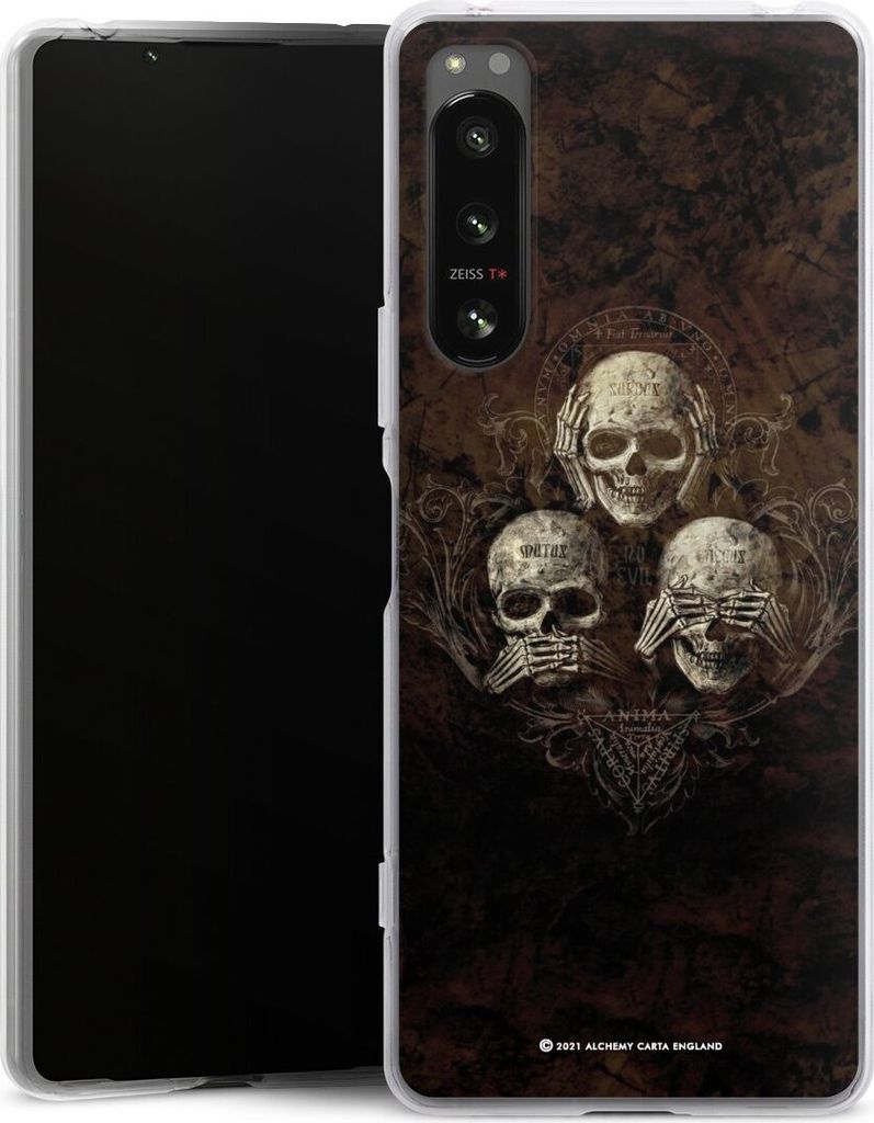 DeinDesign Handyhülle für Sony Xperia 5 IV Silikon Hülle Case Smartphone Schutzhülle Art Gothic Totenköpfe