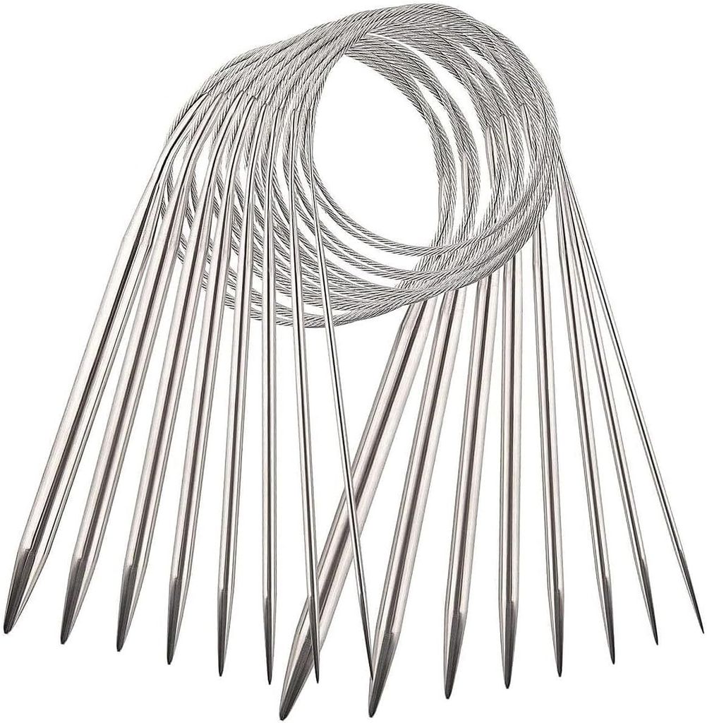 8-teiliges Rundstricknadel-Set aus Edelstahl, austauschbare Häkelstricknadeln, Garnnadeln für Webprojekte, doppelspitzige, flexible Stricknadeln ...