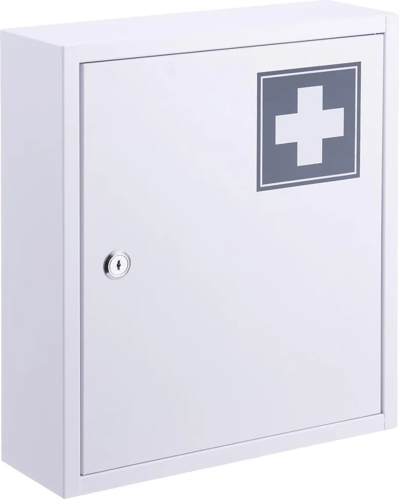 Armoire à pharmacie verrouillable 3 compartiments en acier blanc - Modèle H45