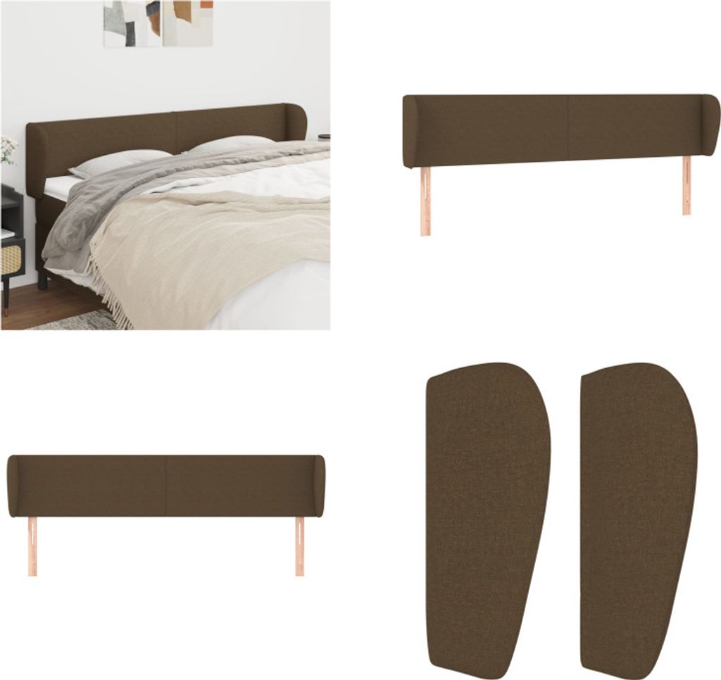 vidaXL Kopfteil mit Ohren Dunkelbraun 163x23x78/88 cm Stoff - Kopfteil - Kopfteile - Bett-Kopfteil - Bettkopfteil