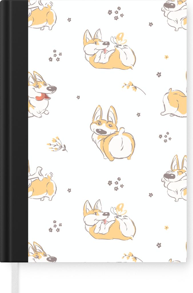 MuchoWow Notizbuch Tagebuch Haushaltsbuch Notebook A5 Muster - Corgi - Hund - Jungen - Mädchen - Kinder - Kind - Notizblock - Notizheft - Notebo...