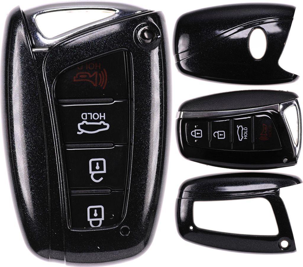 Auto Schlüssel Kunststoff Hülle ABS Plastik Schutz Cover Schwarz kompatibel mit Hyundai Genesis Equus Elantra Santa Fe KEYLESS SMARTKEY
