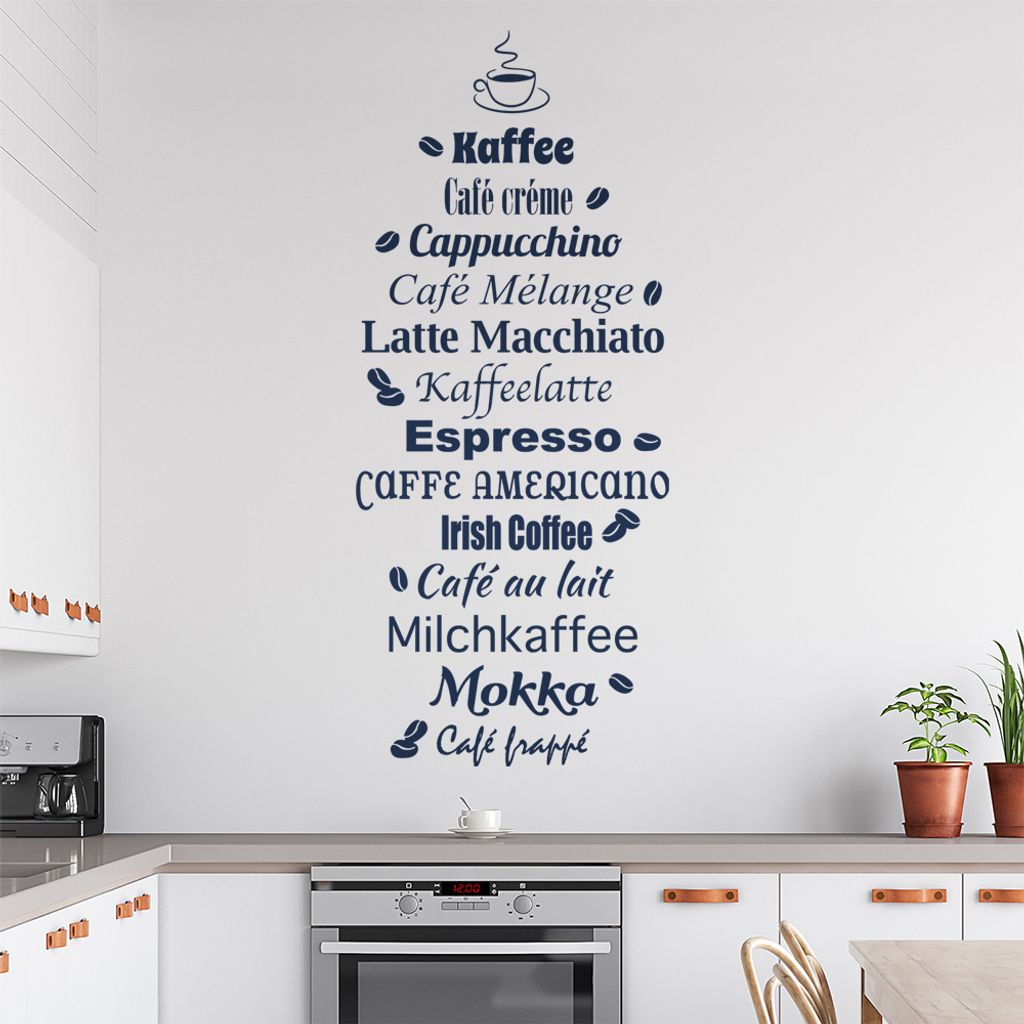 Wandtattoo Kaffee Nr. 3 Wandtattoo in 6 Größen - Wandaufkleber Wall Sticker - Dekoration, Küche, Wohnzimmer, Schlafzimmer, Badezimmer