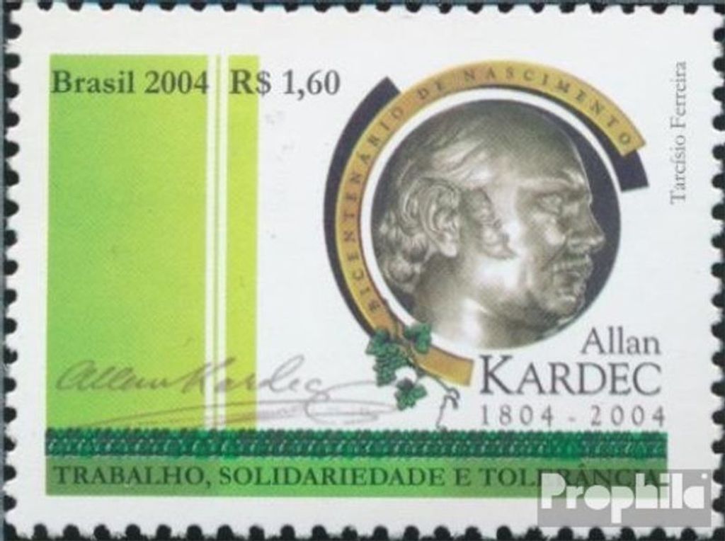 Briefmarken Brasilien 2004 Mi 3393 (kompl.Ausg.) postfrisch 200. Geb. Allan Kardec