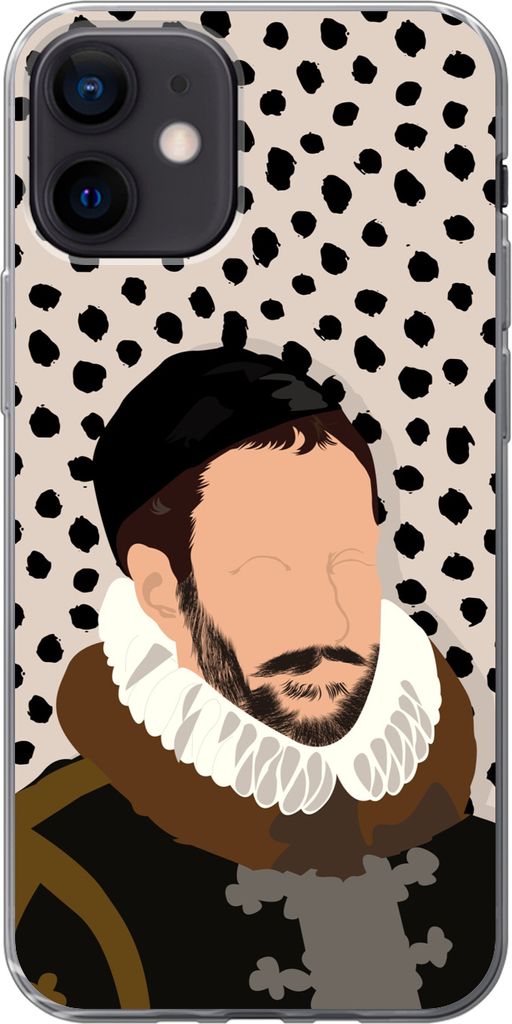 MuchoWow Handyhülle Schutzhülle Hülle für Telefoonhoesje iPhone 12 Alte Meister - Wilhelm von Oranien - Punkte - Vintage Silikon Softcase Han...