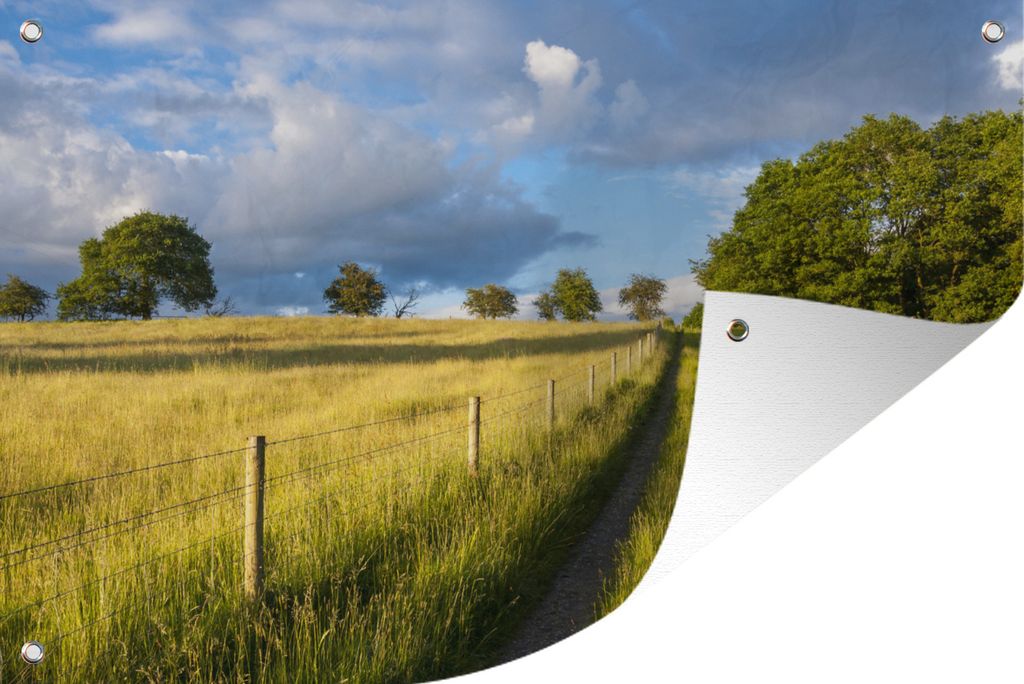 MuchoWow 120x80 cm Outdoor-Poster Gartendeko Sichtschutz Garten Poster für den Garten Ländliche Wiesen im Sommer