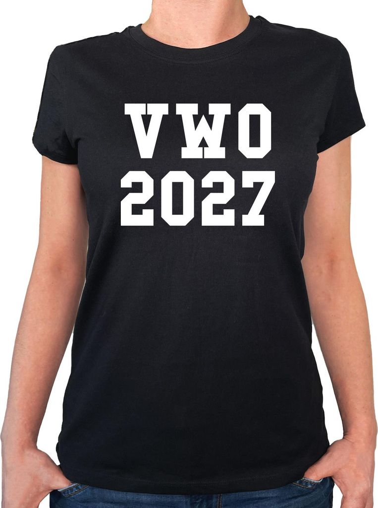 Huuraa Damen T-Shirt VWO 2027 Abschluss Niederlande M Black Bio Baumwolle Fairtrade Damenshirt Geschenkidee