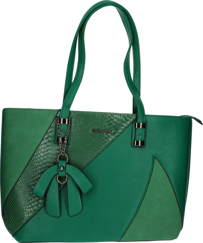 Borsa Gallantry Verde Scuro: Shopper Elegante in Stampa Serpente