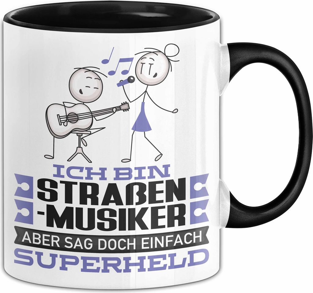 Straßenmusiker Geschenk Tasse Ich Bin Straßenmusiker Aber Sag Doch Einfach Superheld Lustige Geschenkdiee für Straßenmusiker Kaffee-Becher (Sch...
