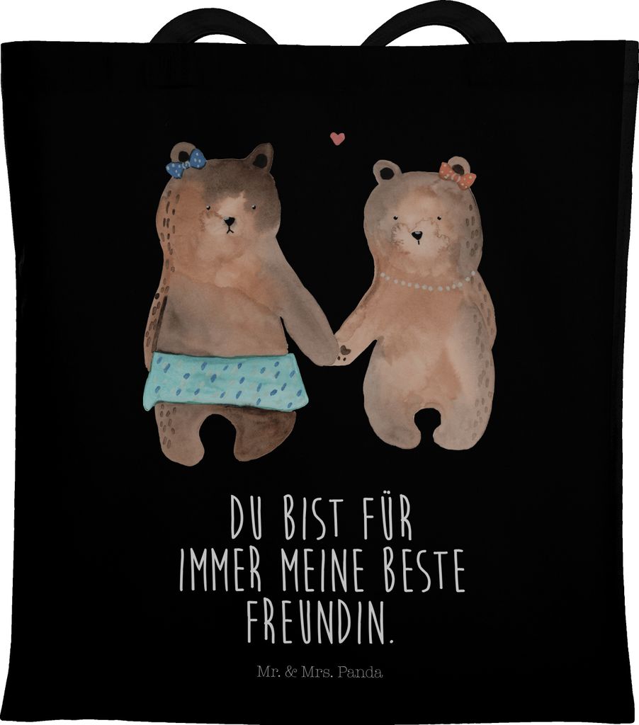Mr. & Mrs. Panda Tote Bag Bär Freundin - Schwarz - Geschenk, Teddy, Beste Freund Liebe Liebesbeweis Verliebt Kumpel Kumpeliene, Laptoptasche, Tasc...