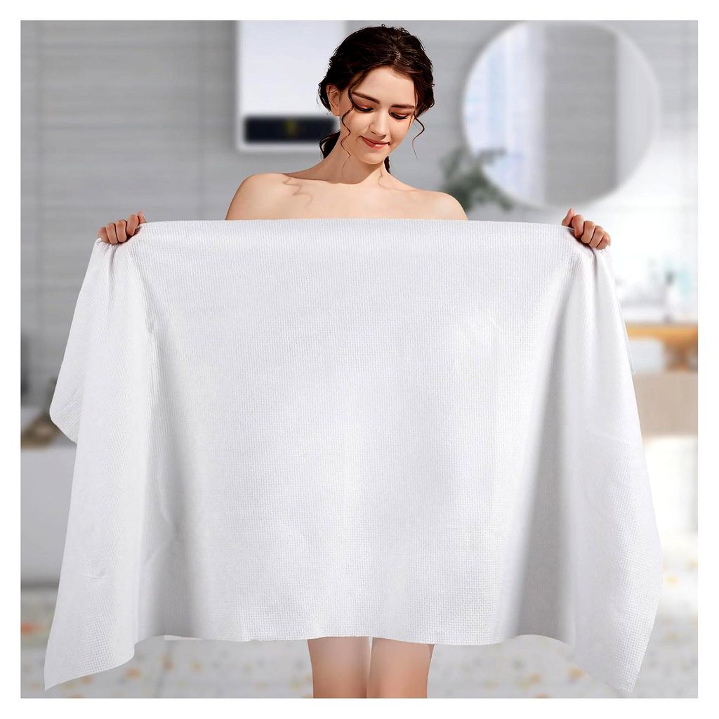 6er Set Einweg-Duschtücher 70 x 140 cm - Vliesstoff-Badehandtücher - Einweg-Badetuch für Reisen und Hotels