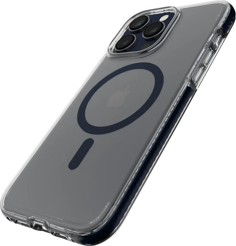 Coque de protection MagSafe iPhone 15 Pro Max Tech21 EvoCrystal Bleu