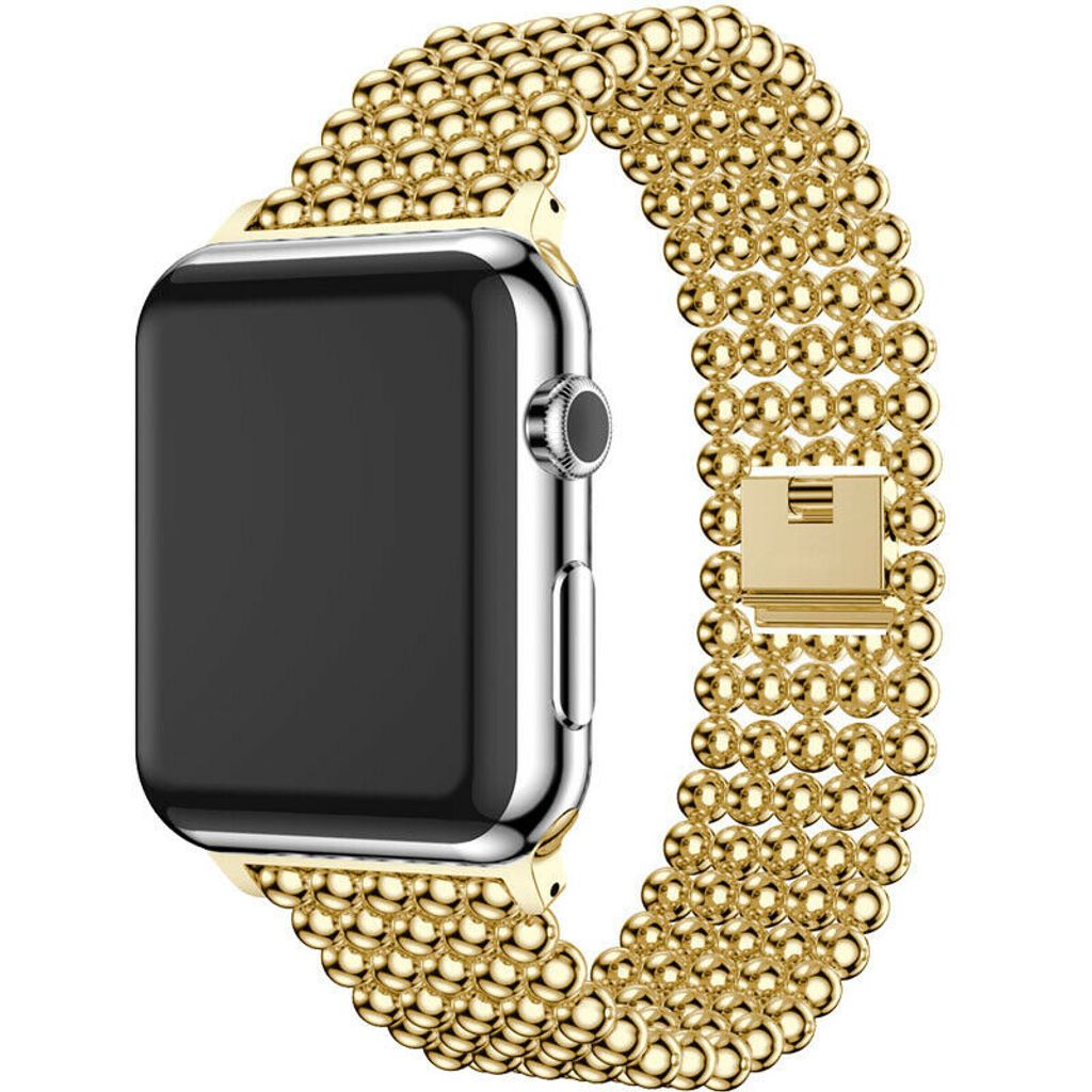 Strap-it Apple Watch Stahlperlenarmband (Gold)
