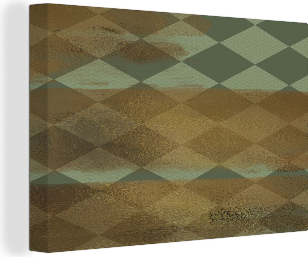 OneMillionCanvasses - Leinwandbilder - 150x100 cm, Muster - Grün - Gold - Farbe, Wandbilder Kunstdruck Wanddekoration