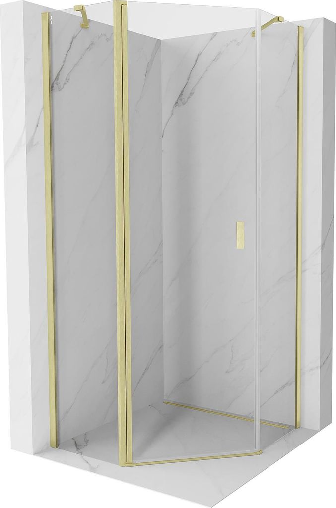 Mexen Mist Fünfeck-Duschkabine schwenkbar 90 x 90 cm, transparent, gold gebürstet - 8A8-090-090-55-00